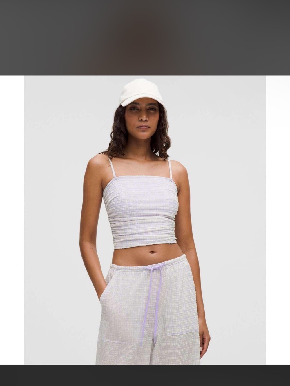 Lululemon Seersucker Check Strappy Tank Sz M Lilac NWT